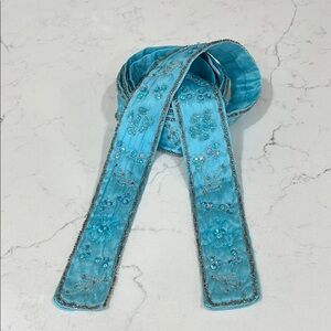 Embroidered Blue Floral Belt